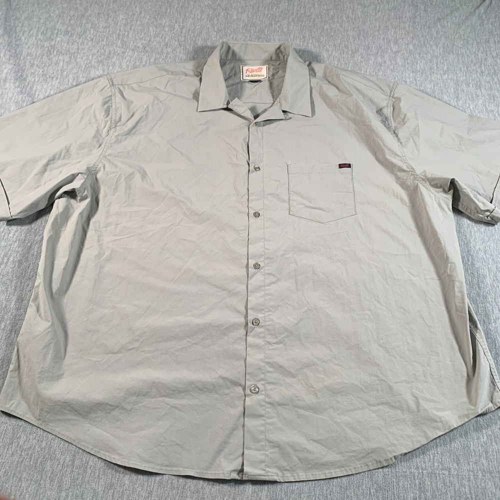 RSVLTS Button Shirt Mens 4XL Gray Short Sleeve Stretch Casual Roosevelt‎ Brand